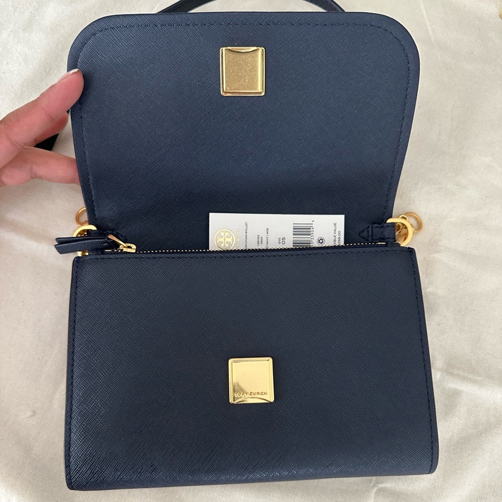 Tory Burch Emerson Chain Wallet Shoulder Leather Crossbody Bag navy - Picture 5 of 8